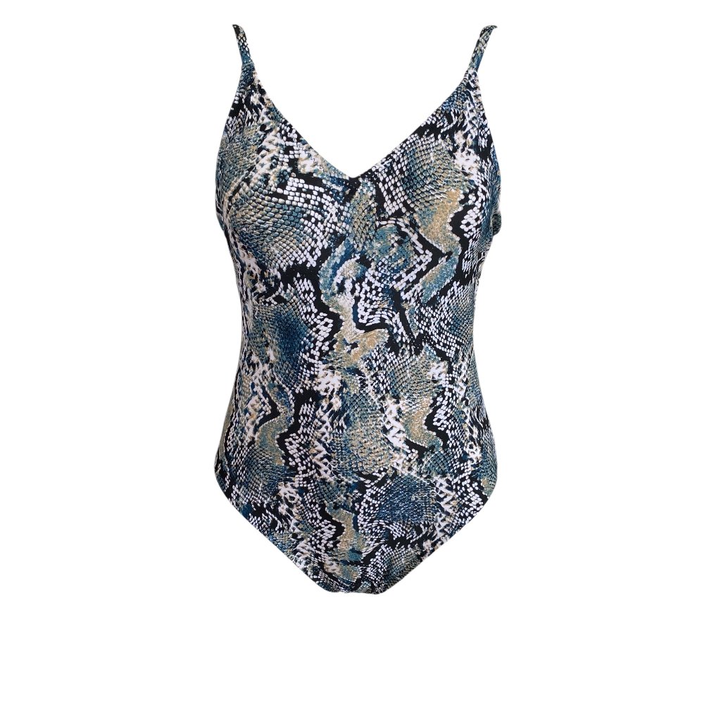 Shade & Shore Women's Size Medium Multi Color Snakeskin One Piece Swimsuit